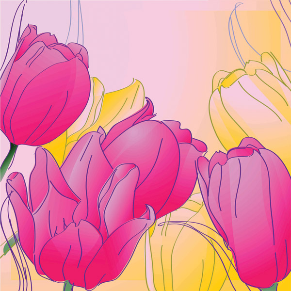 free vector Handpainted tulips vector 2